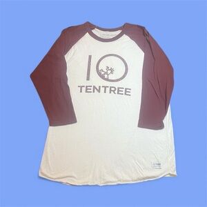 tentree Men’s Cream Burgundy Long Sleeve Tee sz L GUC